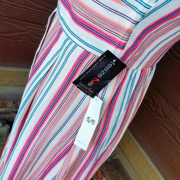 NWT TEEZE ME Pink Striped Spaghetti Strap Sweetheart Neckline Midi Dress Juniors - Picture 10 of 11